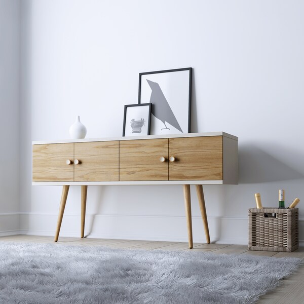 Theodore 60.0 Sideboard, Off White And Cinnamon